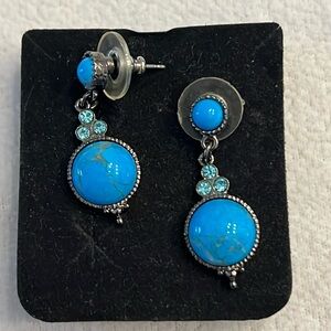 Teal blue drop earrings